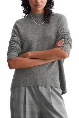 Marc O’ Polo Marc OߴPolo Denim Damen Strickpullover mit Stehkragen elegant, Grau , L