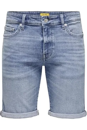 Only & Sons Herren Jeans Shorts ONSPly Denim Bermuda mit Aufschlag 22028772 Medium Blue Denim M