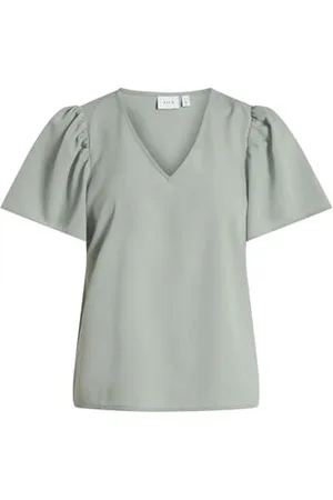 VILA Vimathilde S/S V-Neck Flounce Top/Ka