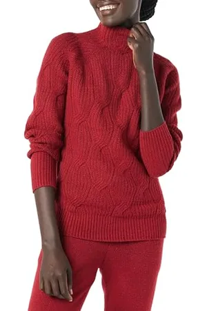 Amazon Damen Soft-Touch-Pullover mit Trichterkragen und Zopfmuster, , XL