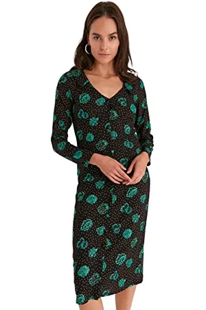 Trendyol Damen Slim Bodycon zweireihig Webstoff Kleid, , 38