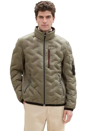TOM TAILOR Herren 1041309 Hybrid Jacke mit Kapuze im Stehkragen, 32097-Smokey Olive Green, 3XL