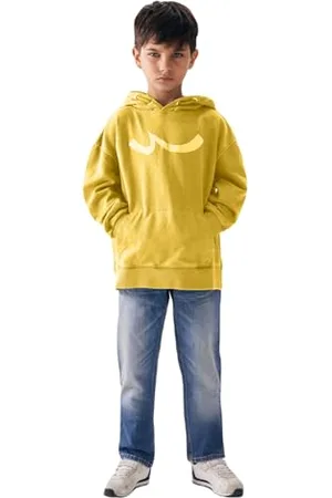 LTB Kapuzenpullover für Jungen Domara Modern Casual Kapuzenpullover Langarm zum Überziehen aus 100% Baumwolle in Gelb - Größe 140CM