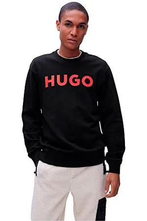 HUGO BOSS Herren Dem Sweatshirt aus French Terry mit Rundhalsausschnitt und Kontrast-Logo Schwarz XXL
