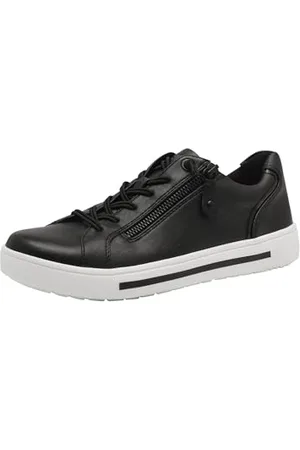 Jana Damen Sneaker flach mit Reißverschluss Vegan, (Black), 40 EU