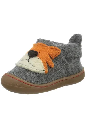 POLOLO Unisex-Kinder WOLL Primero Tiger Niedrige Hausschuhe, Grau (Grau 830)