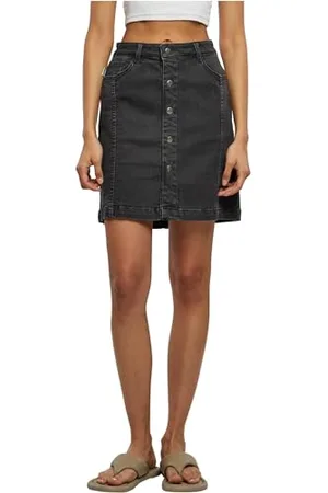 Urban classics Damen TB6039-Ladies Organic Stretch Button Denim Skirt Rock, , 26