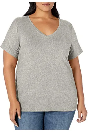 Amazon Damen T-Shirt mit V-Ausschnitt und kurzen Ärmeln in Übergröße, , 3XL Große Größen