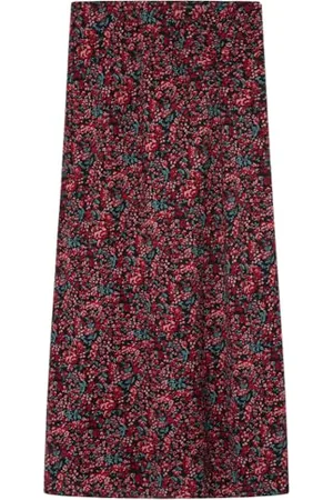 Springfield Damen FaldaMidiEstampadaConElásticoInterior Midirock Print, Standardschwarz, 42