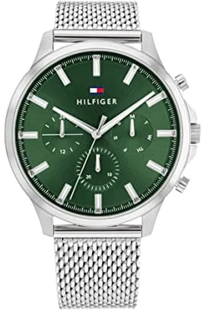 Tommy Hilfiger Multi Zifferblatt Quarz Uhr für Herren mit Silbernes Edelstahl-Mesh-Gliederarmband - 1710499