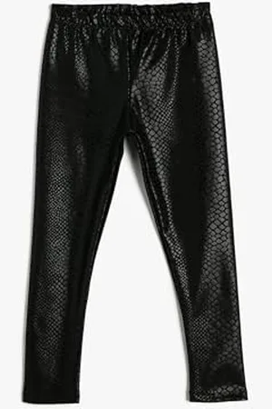 Koton Girls Faux Leather Leggings Elastic Waistband