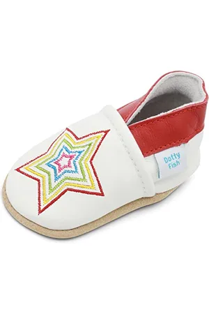Dotty Fish Weiche Leder Babyschuhe mit rutschfesten Wildledersohlen. Kleinkind Schuhe. Mädchen. . 0-6 Monate (17 EU)