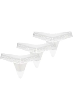 Teyli Damen String Tanga aus Mesh mit Spitze 3er Pack L