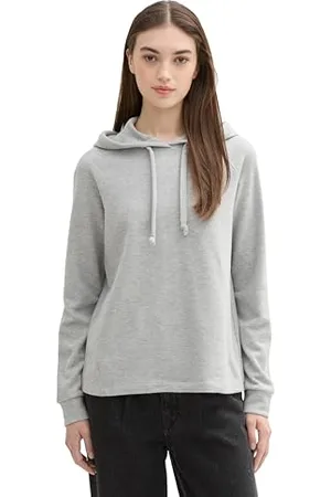 TOM TAILOR Damen 1042827 Basic Hoodie mit Kapuze, 10658-Cement Grey Mélange, 46