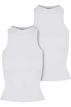 Urban classics Damen Top Ladies Racer Back Rib Top 2-Pack, 2er Pack Top mit Racerback, , M