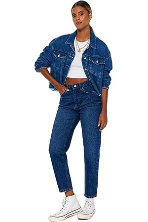 Trendyol Damen Gerade Mama Hohe Taille Jeans, , 34