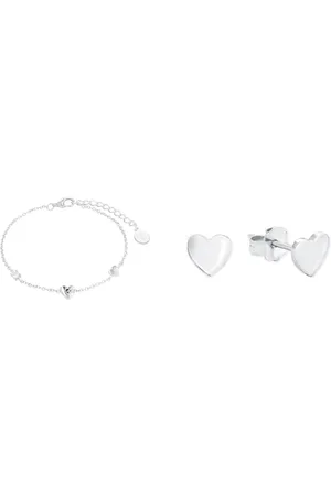 QS by s.Oliver Armband 925 Sterling Damen Armschmuck & Ohrstecker 925 Sterling Damen Ohrschmuck, 0,6 cm, , Herz, Kommt in Schmuck Geschenk Box, 2017228