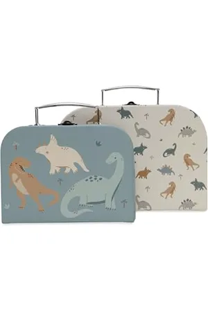 Jollein Spielkoffer Set - - 2er Pack - 1 Größeren Koffer, 1 Kleineren Koffer - Dinos