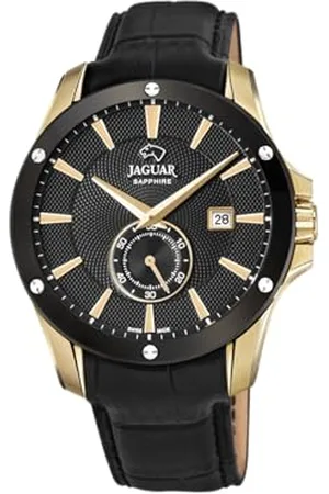 Jaguar J881/1 Herren-Armbanduhr Acamar, 44 mm, Lederarmband, Schwarz