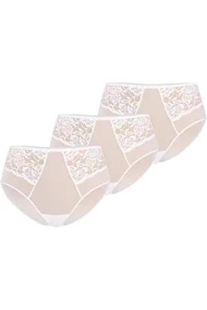 Teyli Slip Damen 3er Pack aus Transparentem Mesh mit Spitze - Bikinis & Taillenslips für Damen - Taillenslip Damen mit Baumwollfutter M