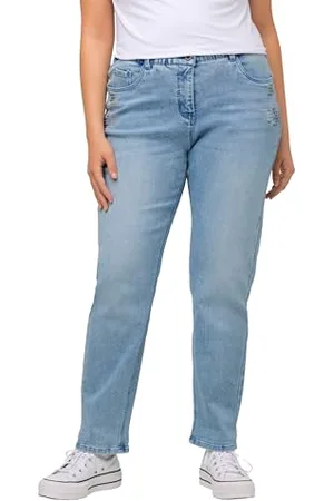 Ulla Popken Damen, große Größen, Jeans Denim mit Glitzer, Boyfriend, 27 EU