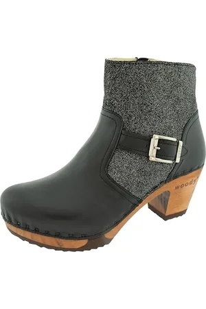 Woody Damen Tina Clog Stiefelette, Schwarz-Argento, 42 EU