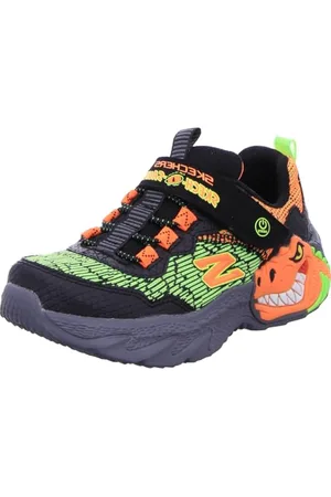 Skechers Jungen Dino-Lights Sneaker, Schwarz/Orange