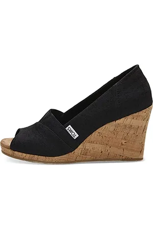 TOMS Damen Classic Wedge Sandalen mit Keilabsatz, Black, 38.5 EU