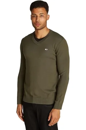 Tommy Hilfiger Herren Pullover V-Ausschnitt, (Fatigue Green), 3XL