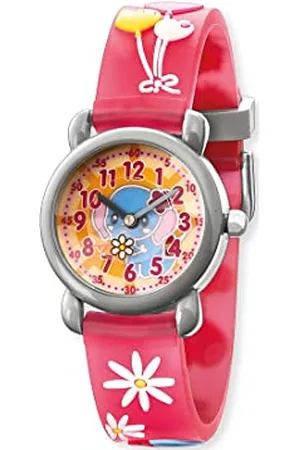 HERZENGEL Mädchen Analog Quarz Uhr mit Kunststoff Armband HEWA-Elephant