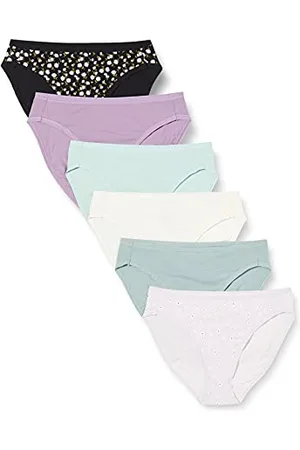 Amazon Damen Slip aus Baumwolle mit hohem Beinschnitt (in Übergröße erhältlich), 6er-Pack, , 46