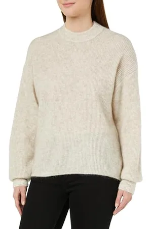 Kaffe Damen, Rundhalsausschnitt, entspannte Passform, Lange Ärmel, Fuzzy Rib Knit Pullover, , Small