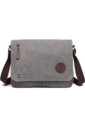 Kono Leinwand Laptop Messenger Taschen 13,5 Zoll Canvas Satchel Messenger Schultertasche Umhängetaschen für Herren Arbeits-Laptoptasche