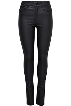 ONLY Damen Beschichtete Skinny Fit Jeans | PU Kunstleder Hose | Coated Mid Rise Stretchy Pants ONLANNE, Farben: , Größe:L / 30L, Z-Länge:L30