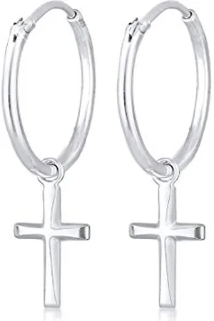 Elli Ohrringe Damen Creolen Kreuz Anhänger Glaube Religion in 925 Sterling