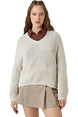 Koton Damen Knitted Neck Long Sleeve Pullover Sweater, , XS EU