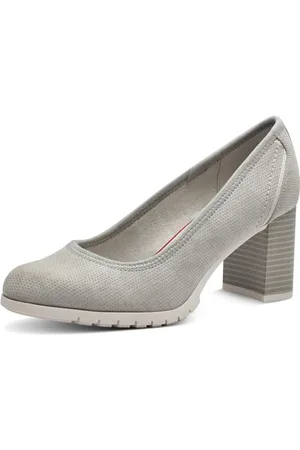 QS by s.Oliver Damen Pumps mit Blockabsatz mit Strukturmuster, Grau (Light Grey), 40 EU