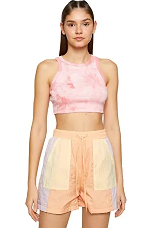 Koton Women Crop Sport Tanktop Tie-Dye Looking Halter Neck Cotton