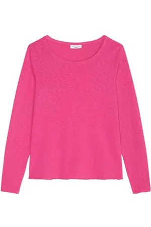 Marc O’ Polo Marc OߴPolo Denim Damen Langarmshirt aus Bio-Baumwolle mit Rundhalsausschnitt, Rosa , XS