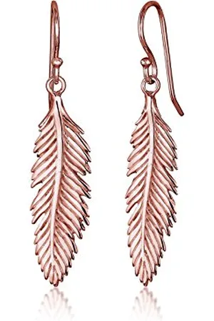 Elli Ohrringe Damen Feder Anhänger Boho Festival modern in 925 Sterling Silber rosé vergoldet