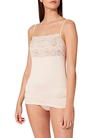 Calida Sensual Secrets Spaghetti-Top Damen, Brustbereich komplett aus zarter, semitransparenter Spitze, verstellbare Träger
