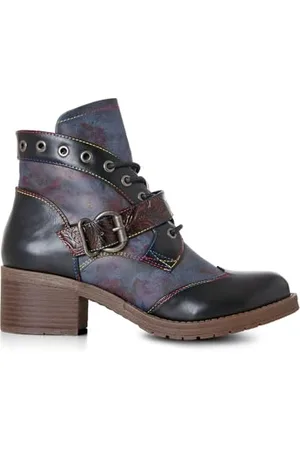 Joe Browns Damen Eyelet Detail Chunky Ankle Boots Stiefelette, Blau/Mehrfarbig, 38 EU