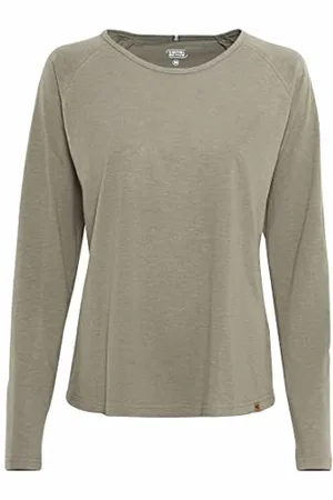 Camel Active Damen Basic Langarm T-Shirt mit Rundhalsausschnitt aus Reiner Baumwolle Womenswear-XL