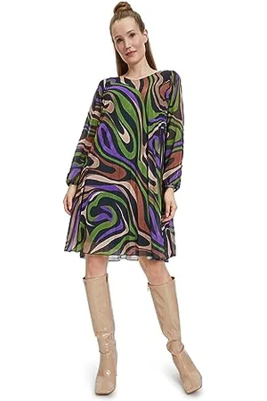 Cartoon Damen Plisseekleid mit Muster ,40