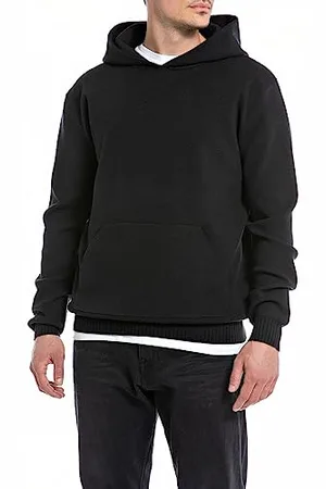 Replay Herren Hoodie Recyceltes Material, (Schwarz), L