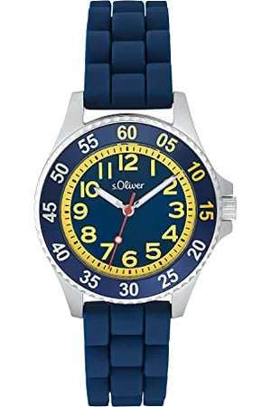 QS by s.Oliver Armbanduhr Jungen Kinder Quarzuhr Analog, mit Silikon Armband, Blau, 3 bar Wasserdicht, Kommt in Uhren Geschenk Box, 2033506