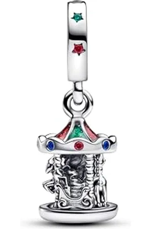 PANDORA Moments Drehendes Karussell Charm-Anhänger aus Sterling Silber mit Kristallen, Kompatibel Moments Armbänder, 793586C01