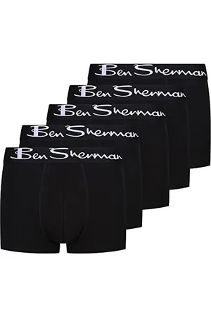 Ben Sherman Herren U5_1399_BS_S Podrick Schwarze Boxershorts, weiche Baumwolle mit kontrastierendem weißen elastischen Bund | Bequeme und atmungsaktive Unterwäsche – 5er-Pack, Black