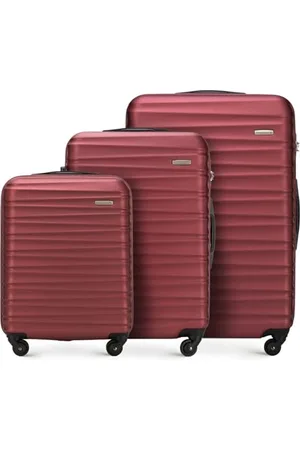 Wittchen Reisekoffer 3er Koffer-Set Rollkoffer Trolley Handgepäck Reisekofferset Gepäckset Hartschale aus ABS mit 4 Spinner-Rollen Zahlenschloss Teleskopgriff Groove Line kastanienbraun