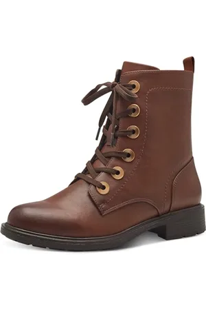 Jana Damen Stiefeletten zum Schnüren mit Reißverschluss Vegan, Braun , 42 EU